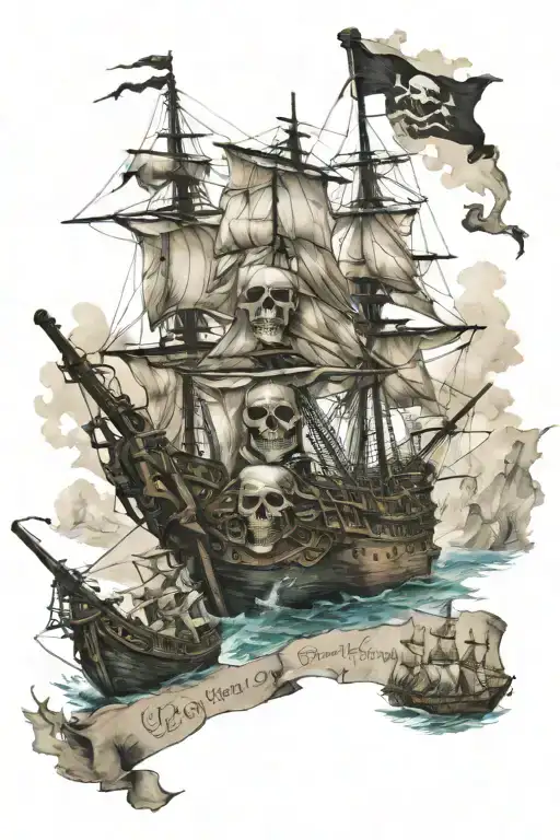 Map pirates of the Caribbean  tattoo design idea