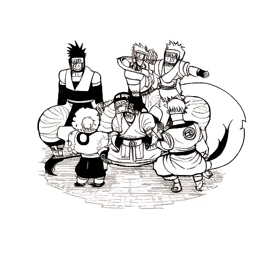 naruto x dragonball x one piece tattoo design idea