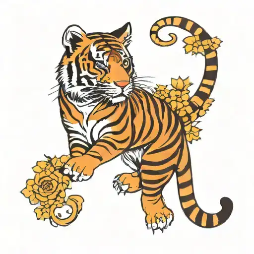 tigress pisces zodiac sign tattoo design idea