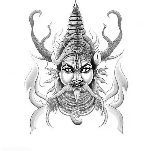 lord shiv with trishul snake and damru tattoo design idea