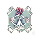 female lips with the initials "RBH" tattoo design idea