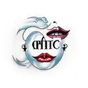 female lips with the initials "RBH" tattoo design idea