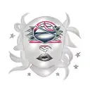 female lips with the initials "RBH" tattoo design idea