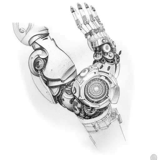 Bio, mechanical robotic arm tattoo design idea