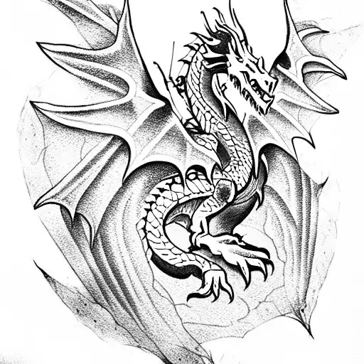 Dragon,knight, mountain tattoo design idea