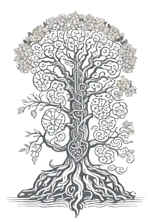 tree of life but the trunk is a Viking sword  tattoo design idea