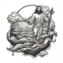 Jesus walking on water tattoo design idea