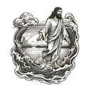 Jesus walking on water tattoo design idea