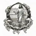 Jesus walking on water tattoo design idea