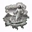 Jesus walking on water tattoo design idea