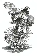 Jesus walking on water tattoo design idea