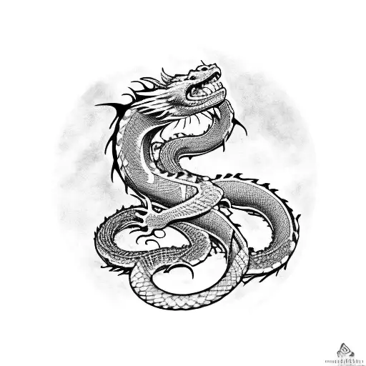 dragon with body of snake tattoo design idea