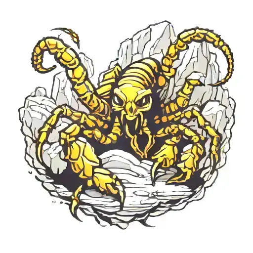 scorpion crawling out of cave tattoo design idea