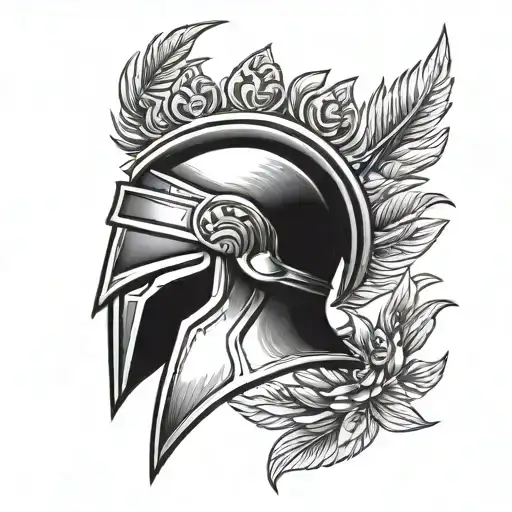 Spartan helmet wearing a Laurel wreath crown tattoo design idea