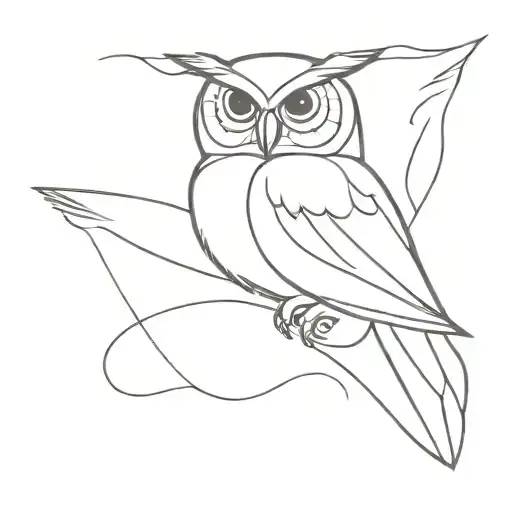 owl flying tattoo design idea