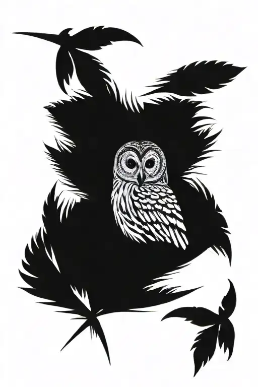 barred owl feather transforming tattoo design idea