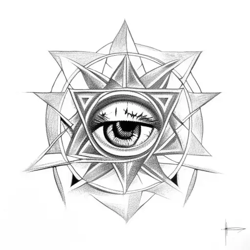 eye in a pentagram tattoo design idea