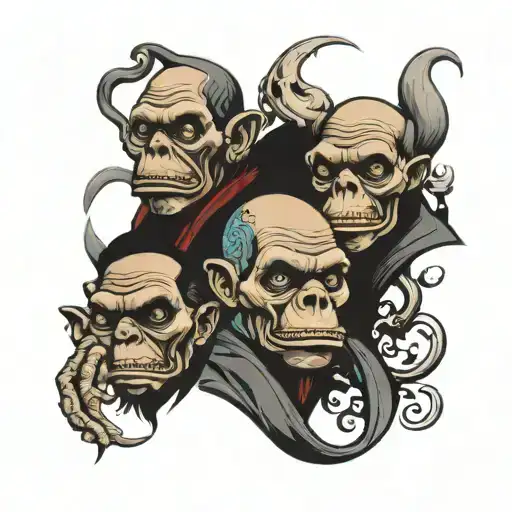 gangster hear see speak no evil tattoo design idea