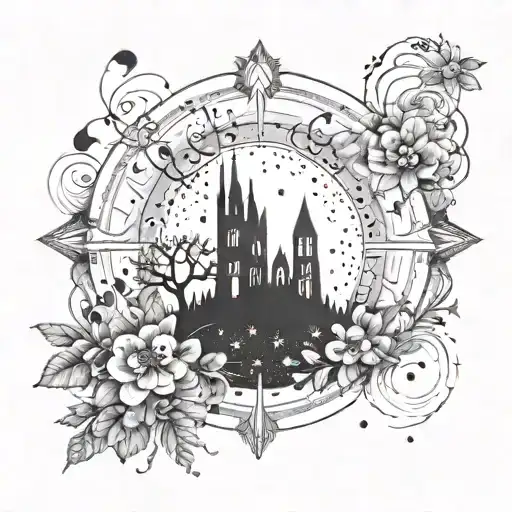 A celestial-themed tattoo with family constellation patterns and parsonage flowers scattered throughout, representing the eternal bond of family and nature tattoo design idea