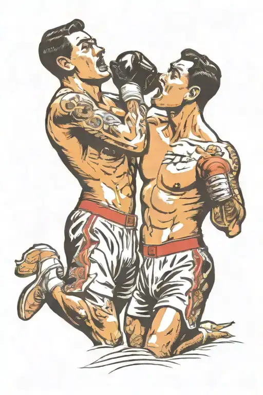 Two Boxer fiting each other side view tattoo design idea