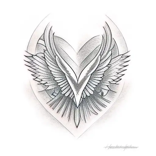 heart arrow and falcon tattoo design idea