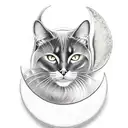 black cat sitting on crescent moon tattoo design idea