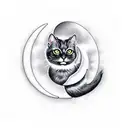black cat sitting on crescent moon tattoo design idea