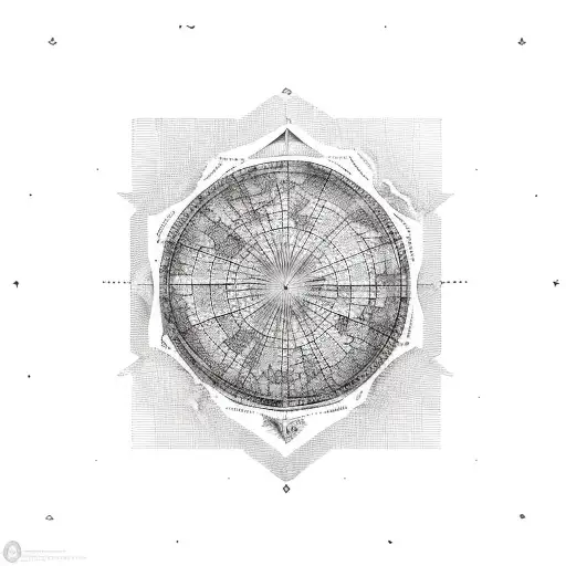 treasure map with grid and sicily and puerto rico tattoo design idea