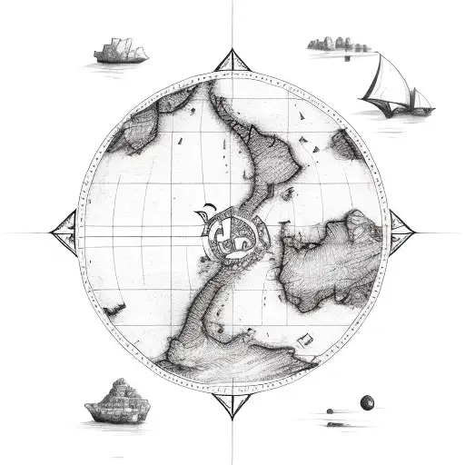 treasure map with grid and sicily and puerto rico tattoo design idea