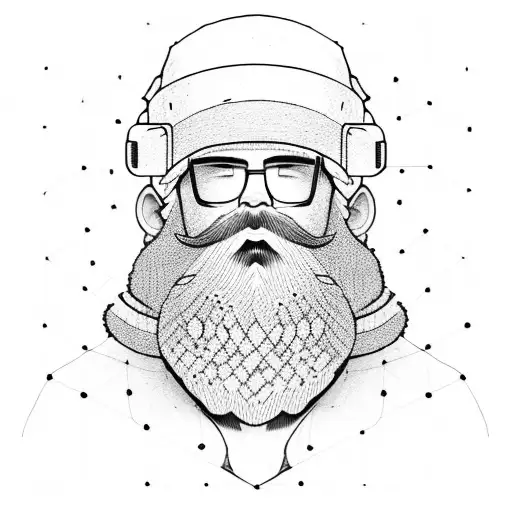 bearded man with construction ppe  tattoo design idea
