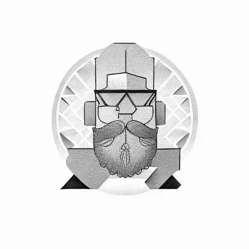 bearded man with construction tattoo design idea