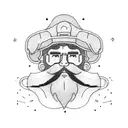 bearded man with construction ppe  tattoo design idea
