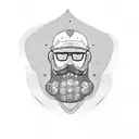 bearded man with construction ppe  tattoo design idea