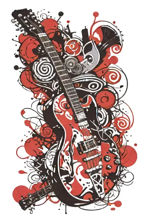 guitar and banjo tattoo design idea