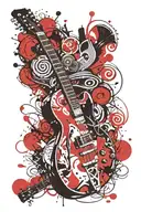 guitar and banjo tattoo design idea