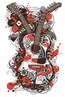 guitar and banjo tattoo design idea