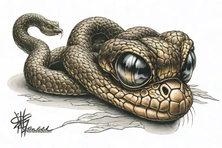 large snake eyes copper  tattoo design idea