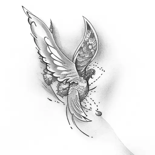Butterfly and a Phoenix  tattoo design idea