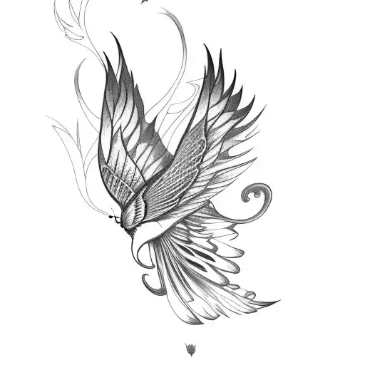Butterfly and a Phoenix  tattoo design idea