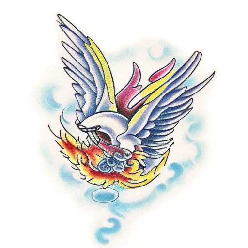 Butterfly and Phoenix  tattoo design idea