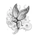 Butterfly and a Phoenix  tattoo design idea