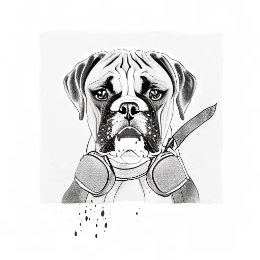 Boxer Dog and Hand tattoo design idea