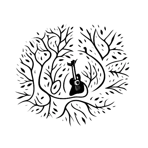 from a tree to an guitar tattoo design idea