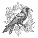crow, fire, tribal, viking tattoo design idea