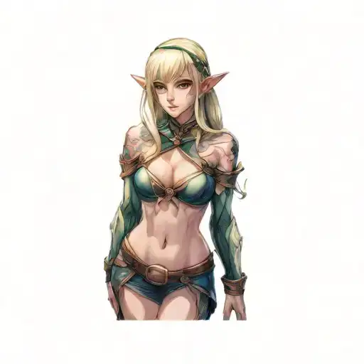 a female elf tattoo design idea