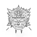 A dotwork tattoo of Bart Simpson riding on Naruto's back tattoo design idea
