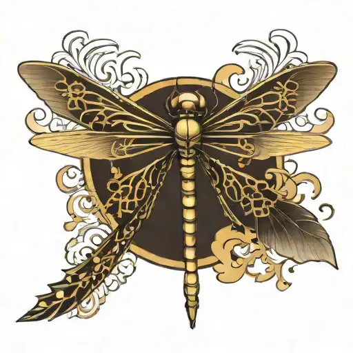 Create a full sleeve tattoo for a female in a Japanese ink style. Please incorporate a black dragonfly tattoo design idea