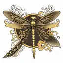 Create a full sleeve tattoo for a female in a Japanese ink style. Please incorporate a black dragonfly tattoo design idea