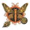 Create a full sleeve tattoo for a female in a Japanese ink style. Please incorporate a black dragonfly tattoo design idea