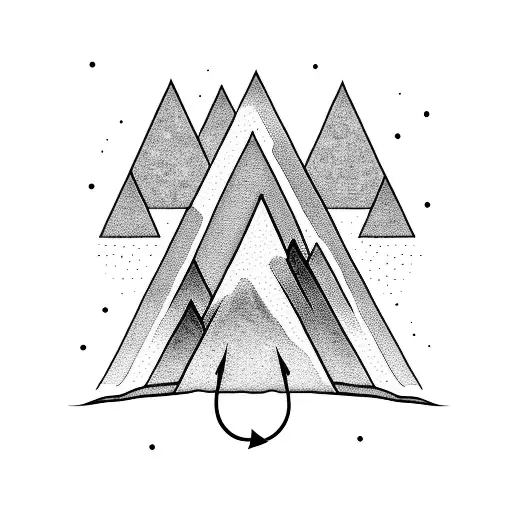 mountain waterfall psychadelic  tattoo design idea